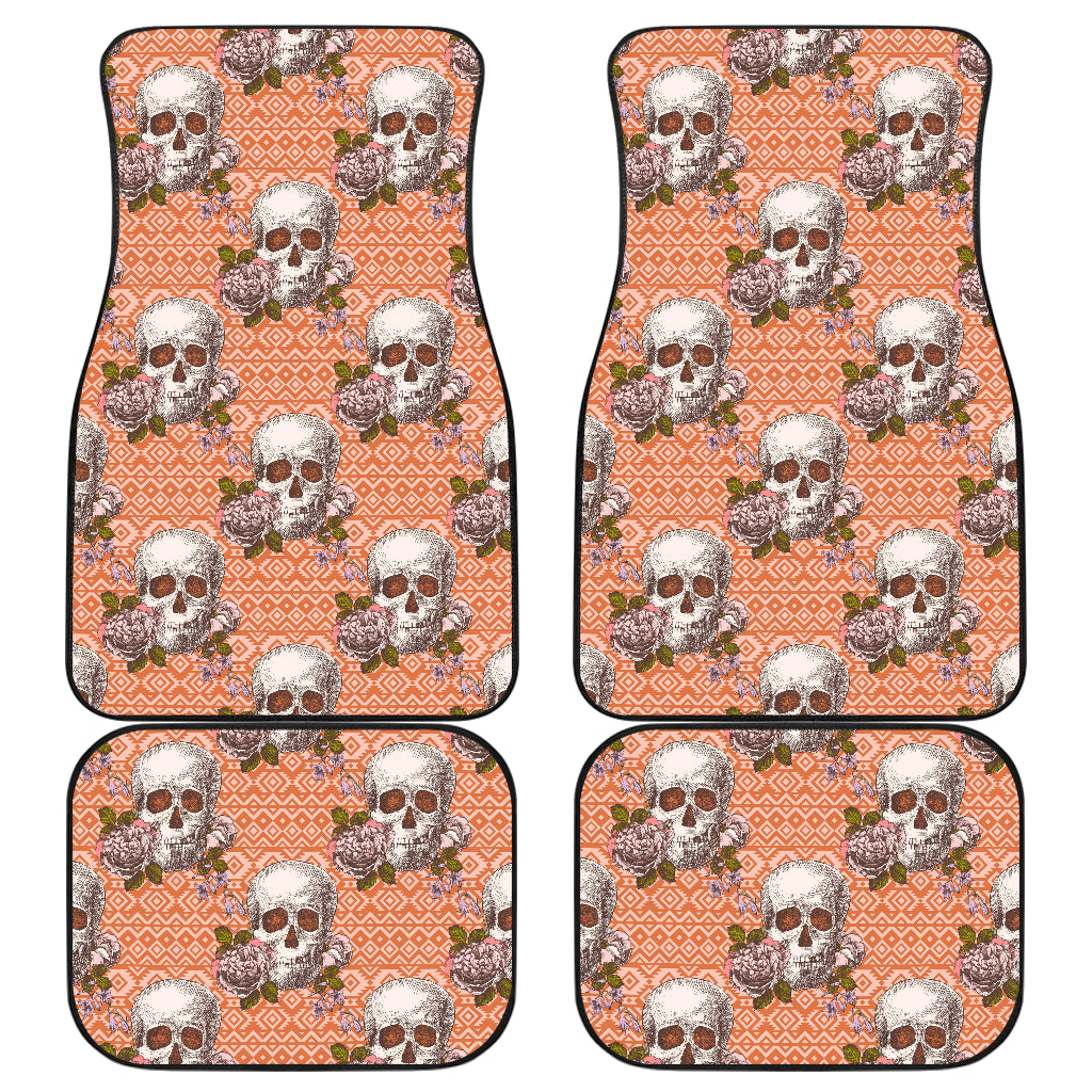 Set of 4 pcs skull floral car mats