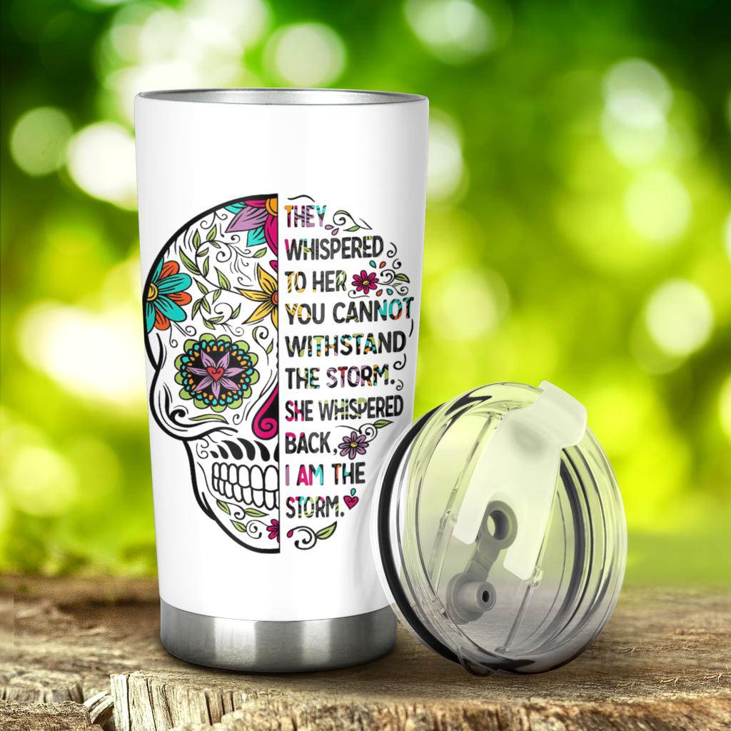 Sugar skull  Day of the dead floral tumbler mug cup