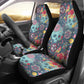 Set 2 pcs Floral sugar skull day of the dead skull car seat covers