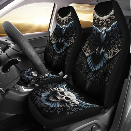 Set of 2 pcs awesome skull girl car seat covers