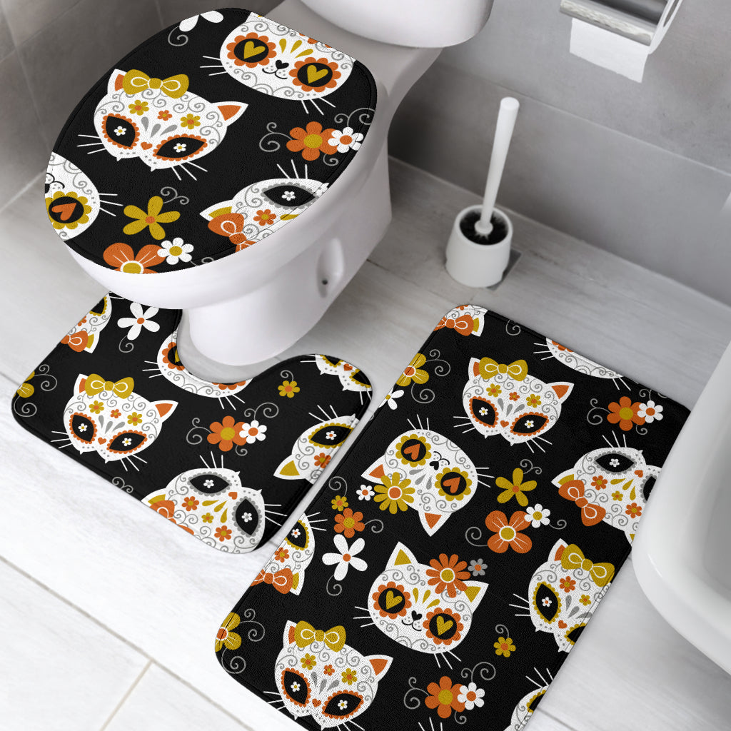 Sugar skull toilet cover & mat