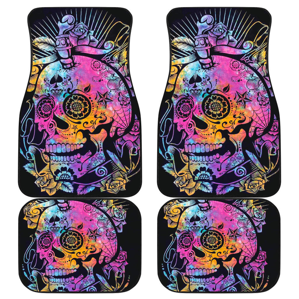 Set of 4 pcs sugar skull car mats