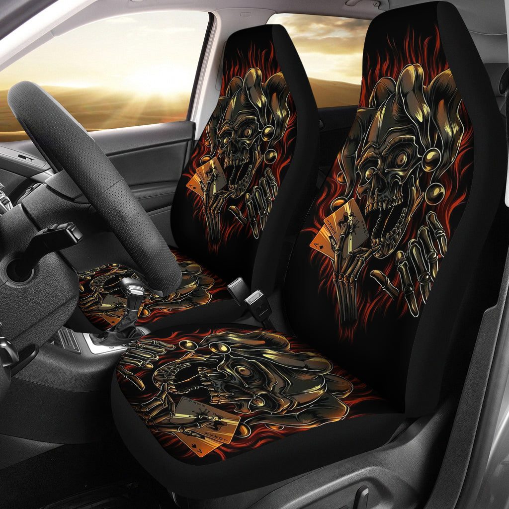 Set 2 pcs Gothic skull car seat covers