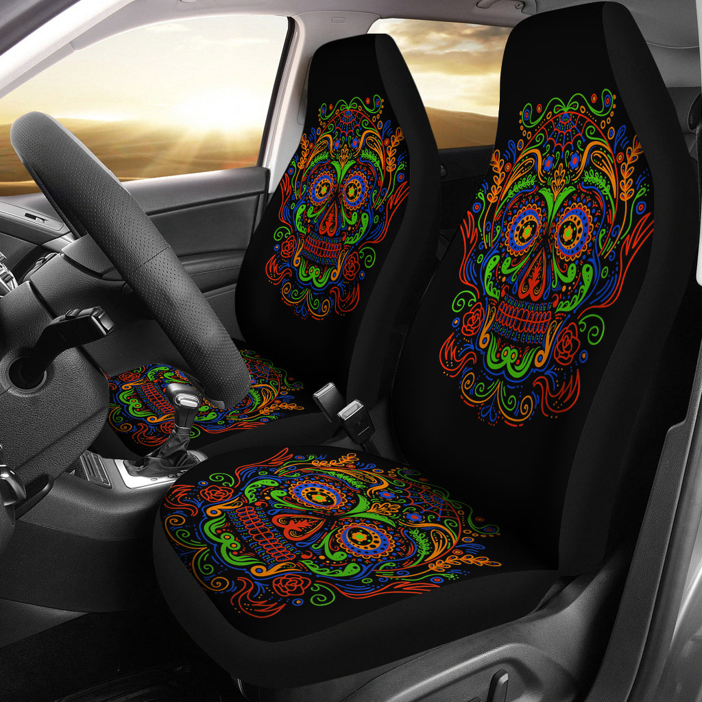 Set of 2 Sugar Skulls Seat covers