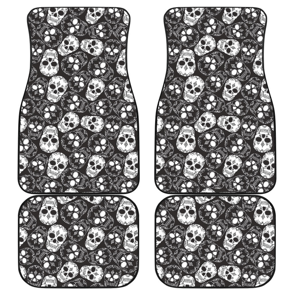 Set of 4 pcs sugar skull car mats