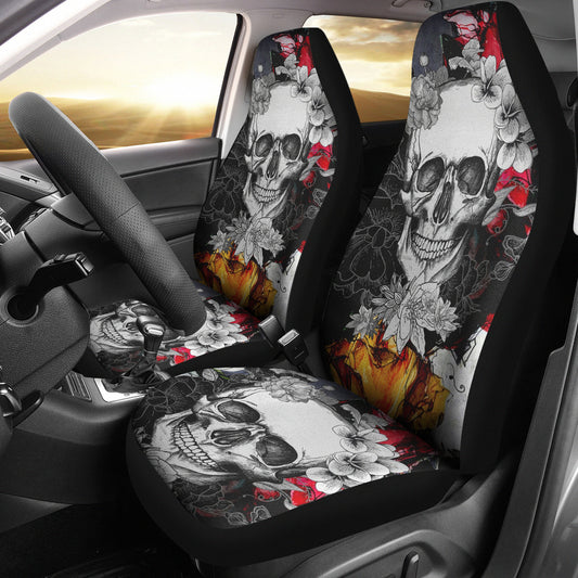 Set of 2 pcs skull grim reaper car seat covers