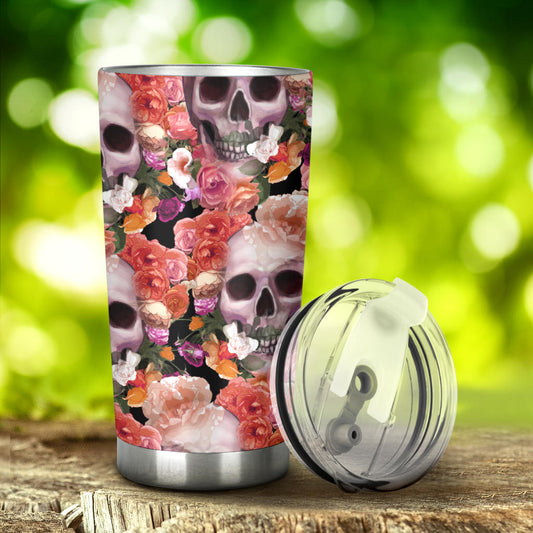 Floral skull tumbler