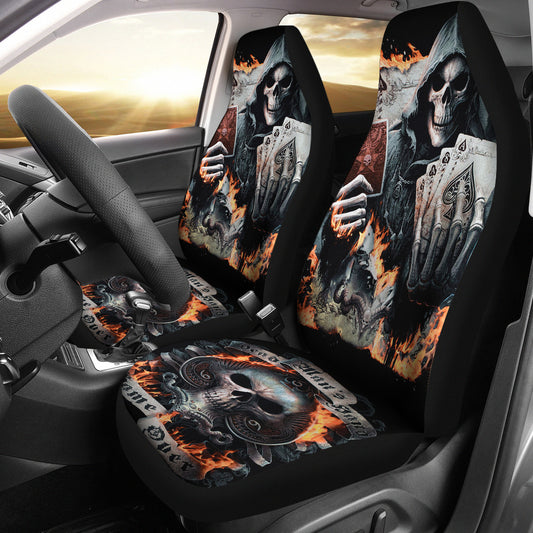 Set of 2 pcs grim reaper skull girl car seat covers