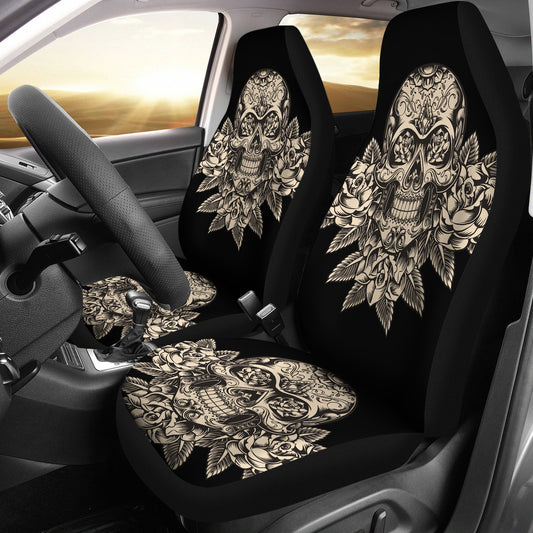 Set 2 seat cover sugar skulls