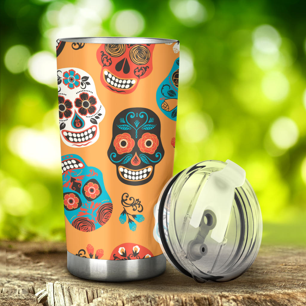 Floral skull tumbler, cinco de mayo skull jumbo Mug, day of the dead tumblr, day of the dead jumbo Mug, cinco de mayo skull travel mug