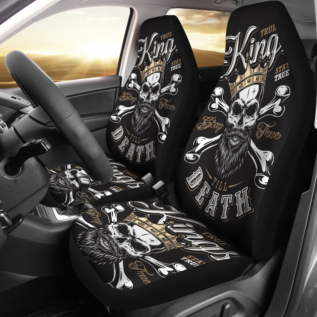 Set 2 pcs King skull car seat covers