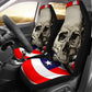 Set of 2 - Flag Skull car seat cover