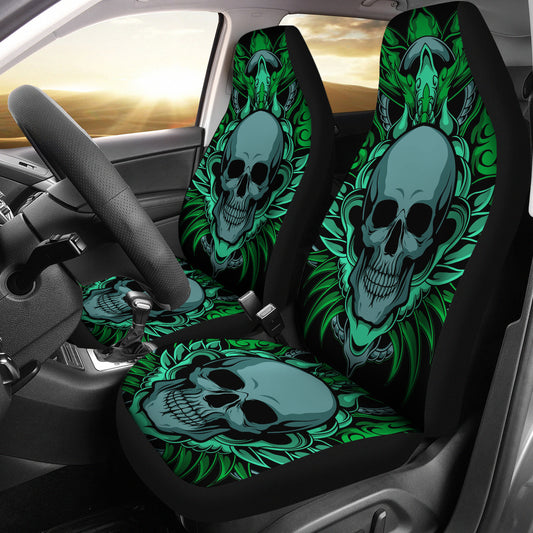 Set of 2 skull gothic grim reaper car seat covers