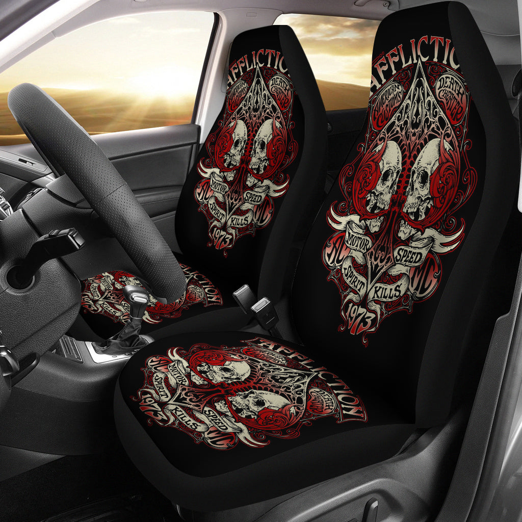 Set of 2 - Affliction American customs death cheater car seat covers