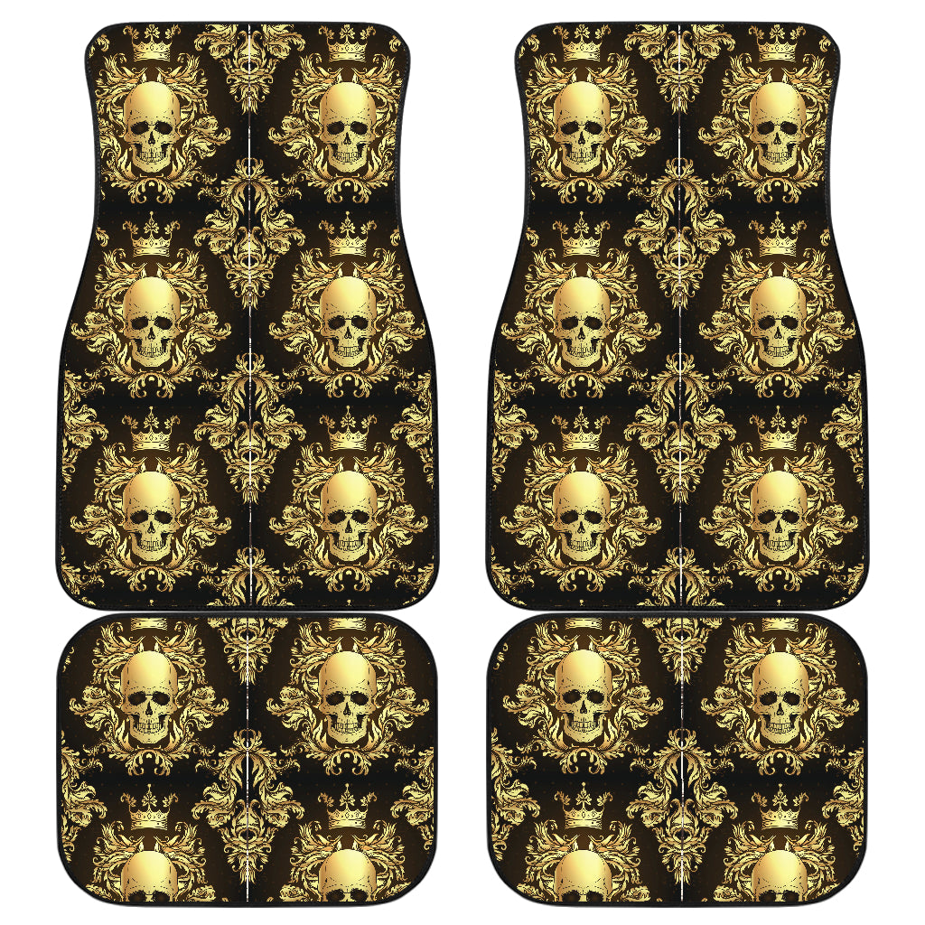 Set 4 pcs gold skull car mats