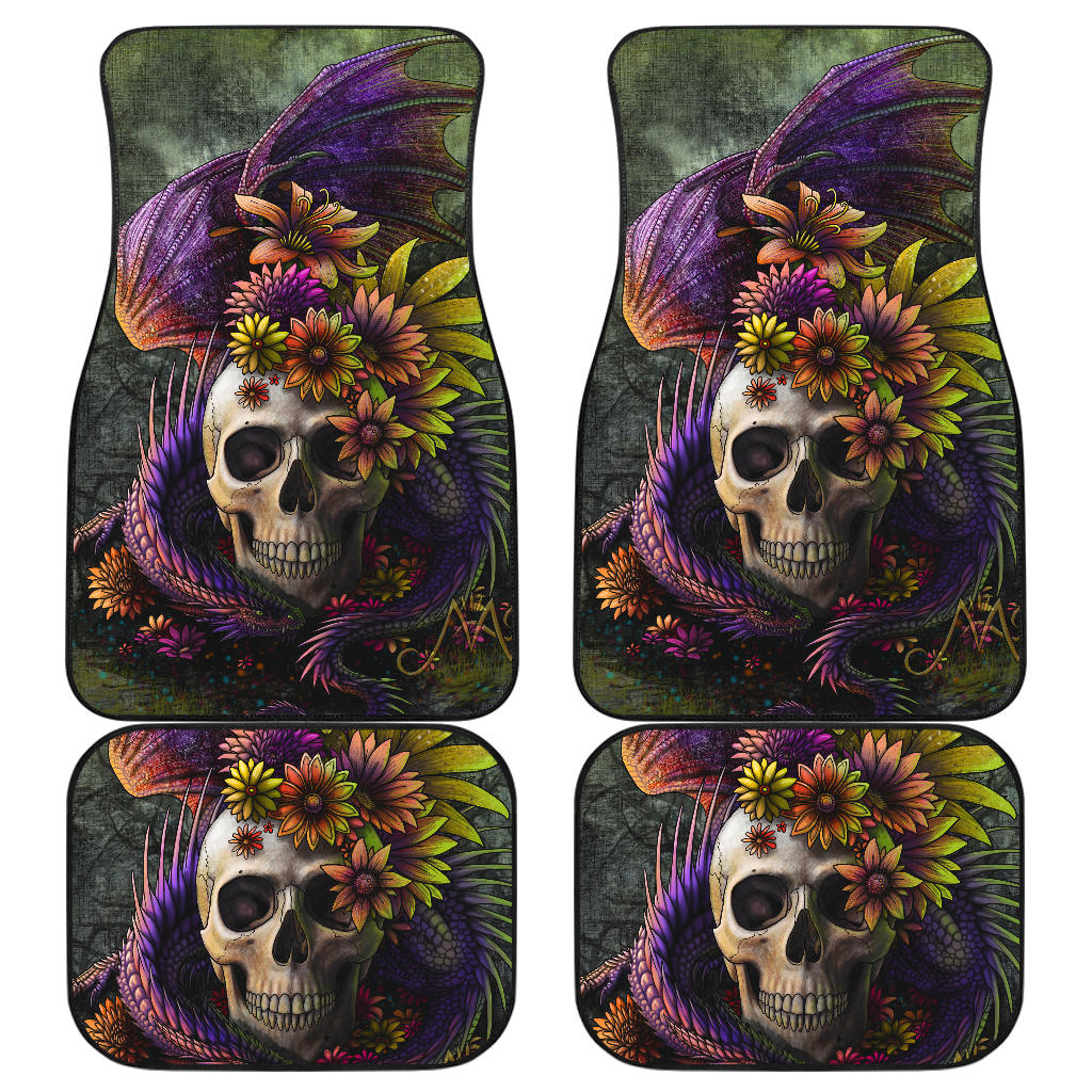 Set of 4 pcs dragon skull car mats