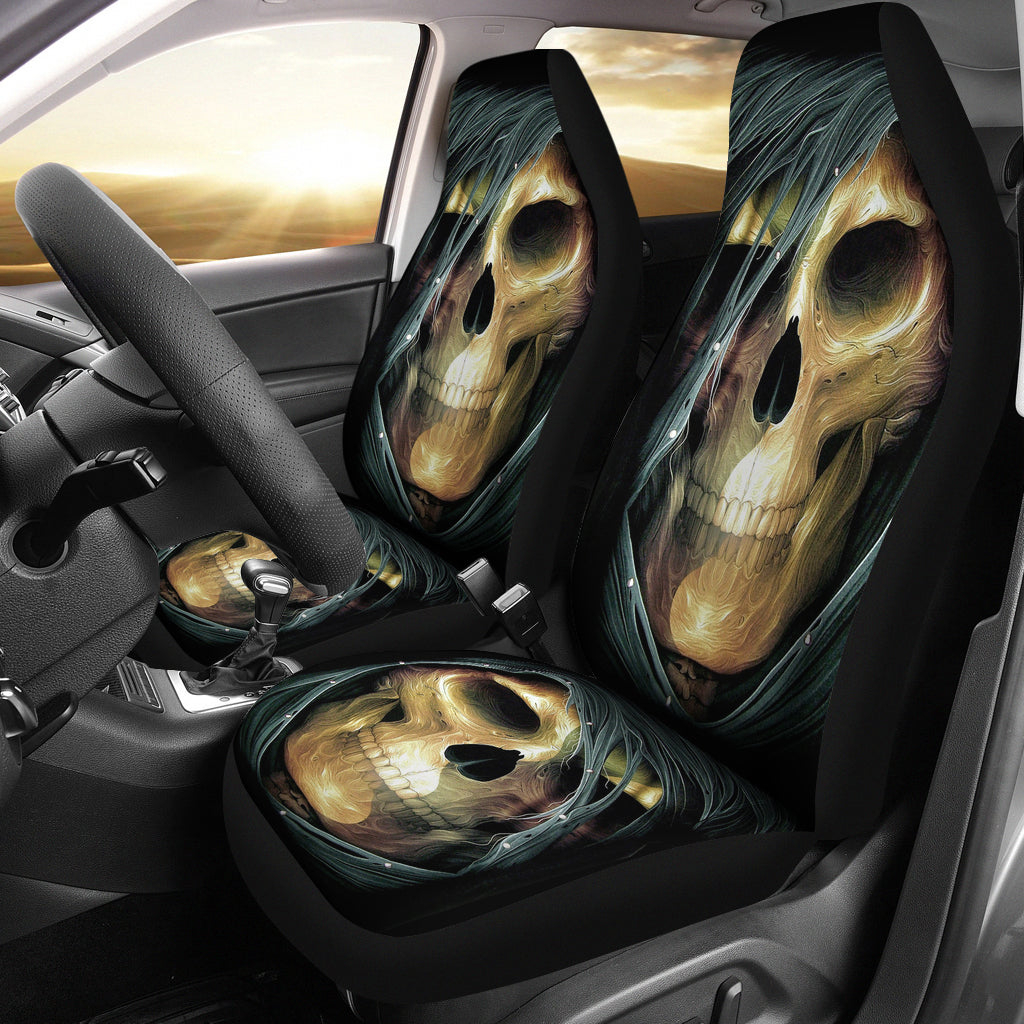 Set 2 pcs Gothic skull car seat covers