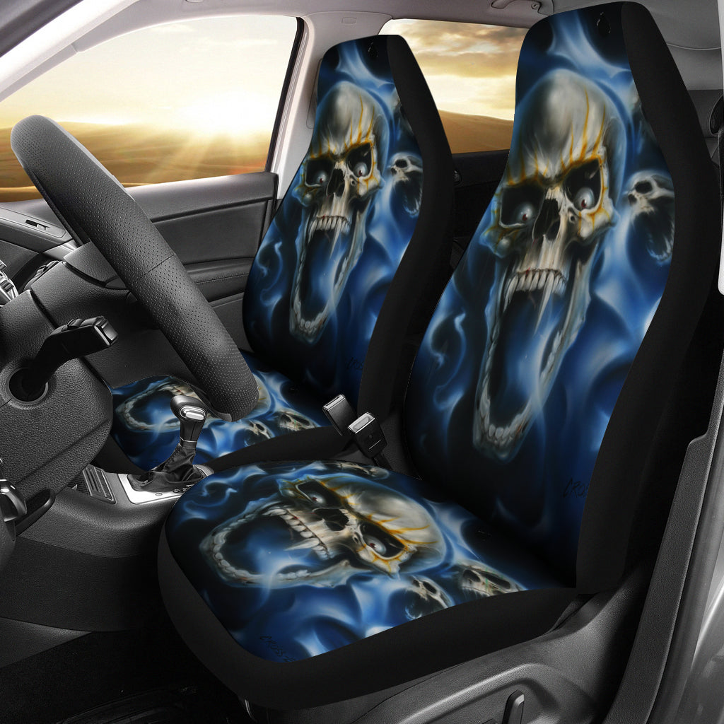 Set of 2 skull car seat covers