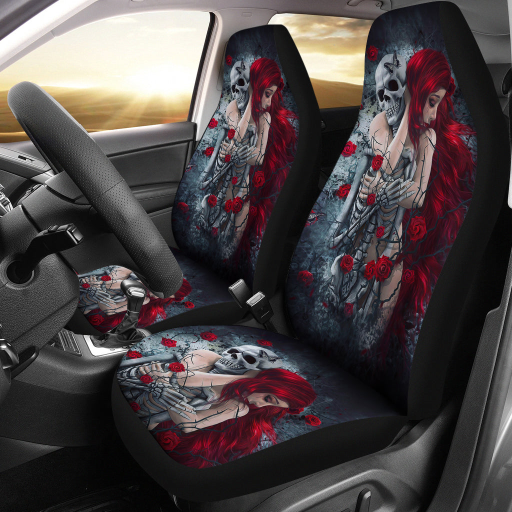 Set 2 pcs Gothic skull car seat covers