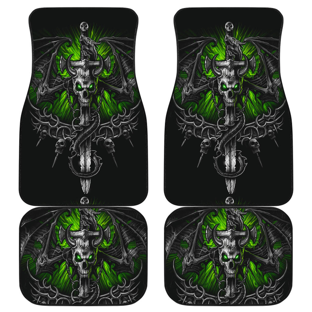 Set of 4 pcs dragon skull car mat