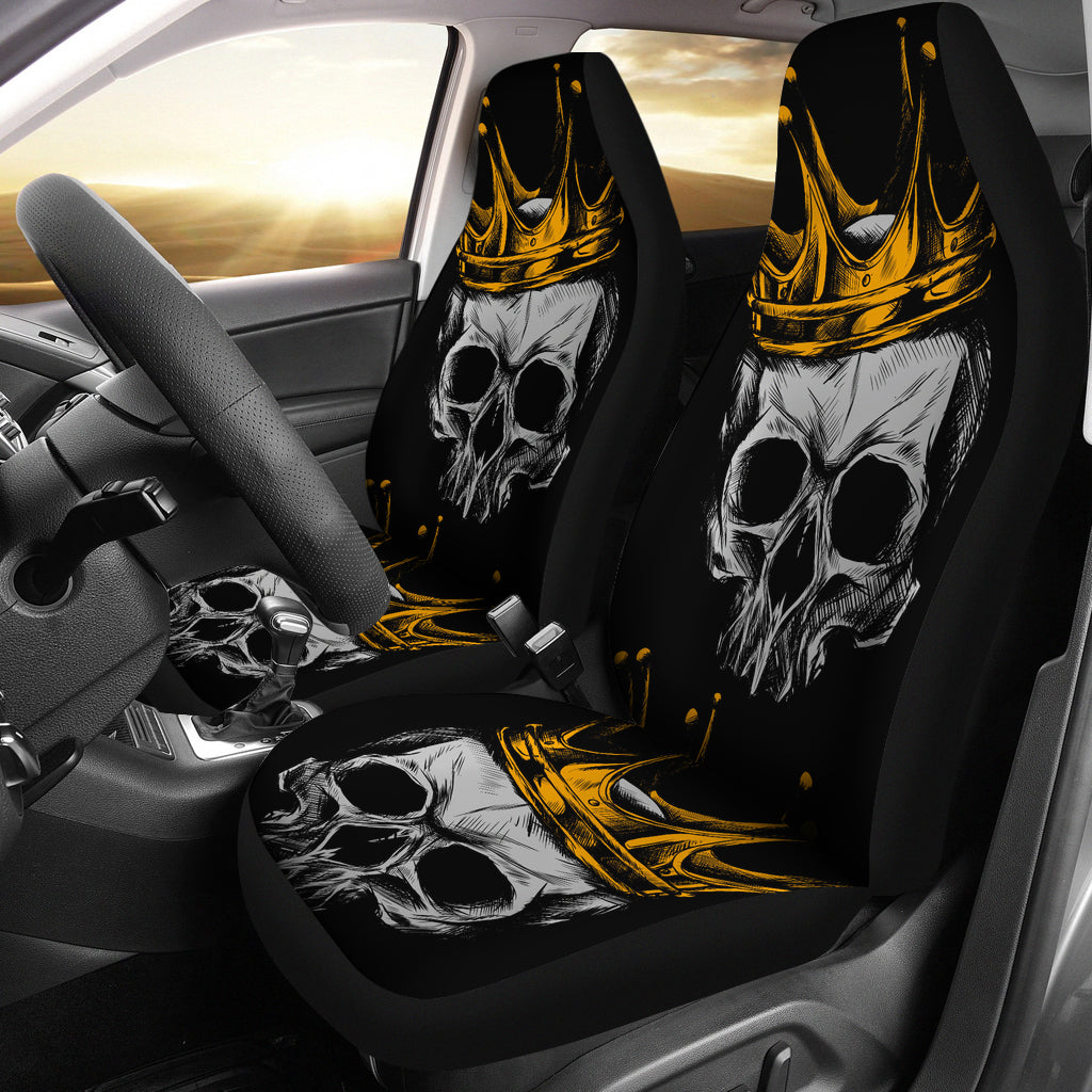 Set 2 pcs Gothic skull car seat covers