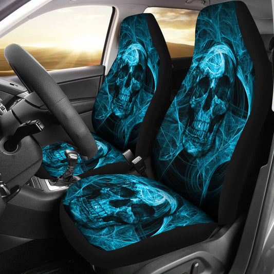 Set of 2 pcs seat cover flaming skull gothic car seat cover