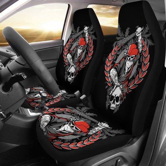 Set of 2 seat cover gothic skulls