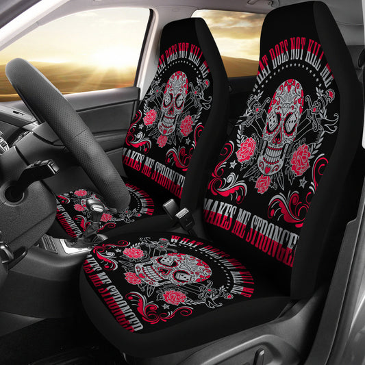 Set of 2 sugar skull car seat cover day of the dead