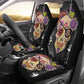 Set of 2 pcs sugar skull car seat covers