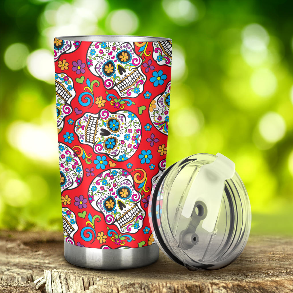 Sugar skull tumbler mug cup