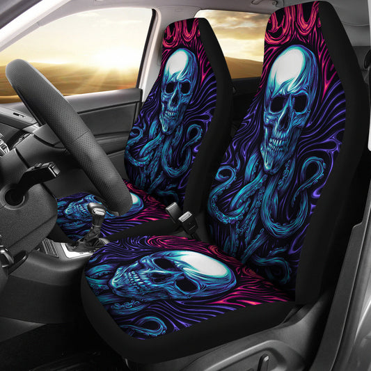 Set 2 pcs Gothic skull car seat covers