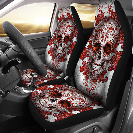 Set of 2 Pcs - Day of the dead - Sugar Skulls car seat covers