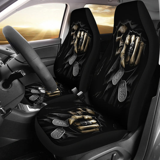 Set of 2 Grim reaper skull car seat covers