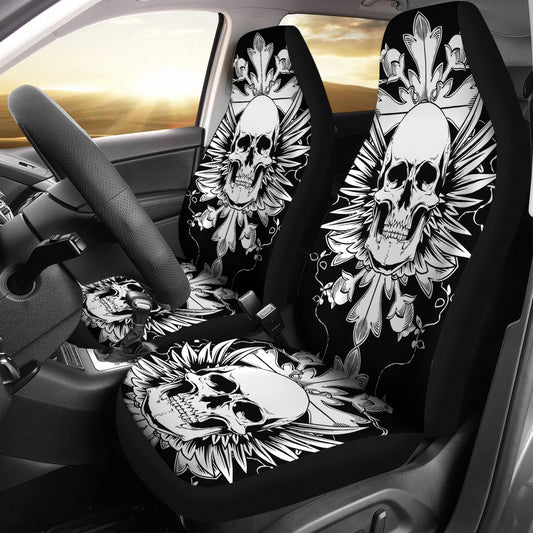 Set of 2 skull car seat covers