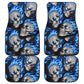 Set of 4 pcs blue flaming skull car mats