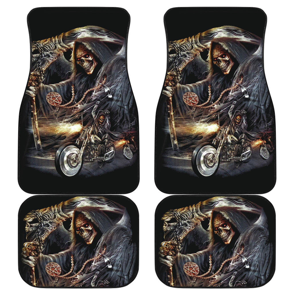 Set of 4 pcs grim reaper awesome skull car mats