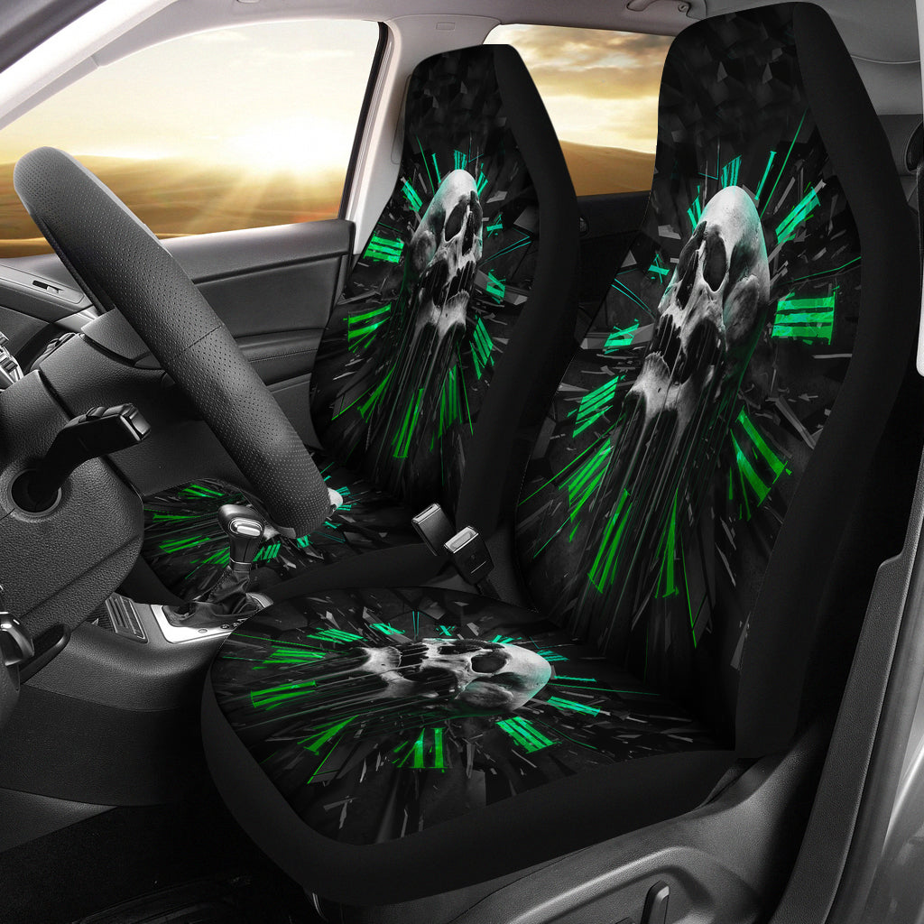 Set of 2 awesome skull car seat covers