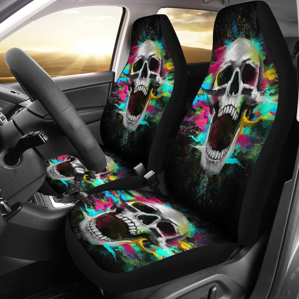 Set 2 pcs Gothic skull car seat covers