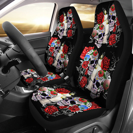 Set 2 pcs sugar skull car seat cover