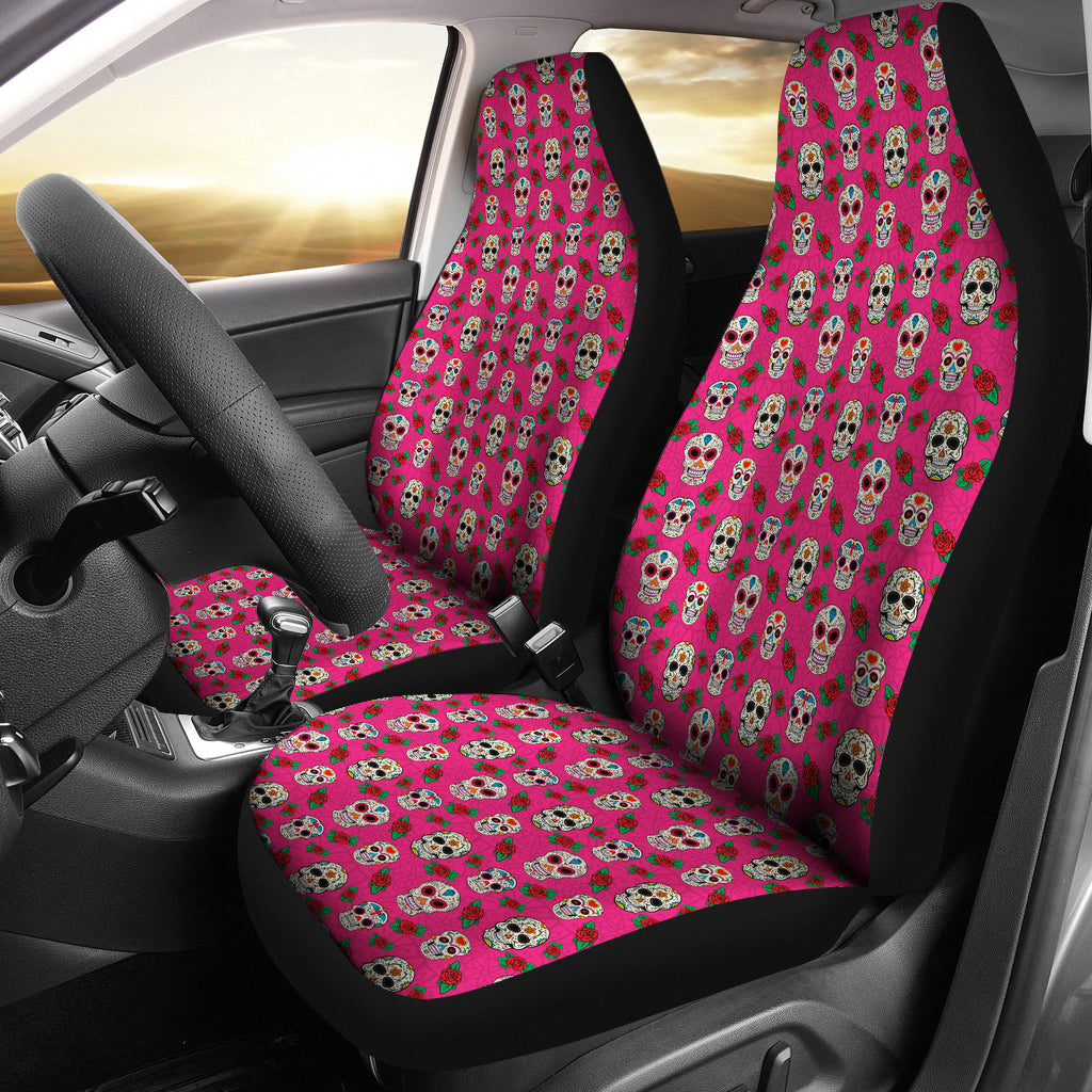 Set of 2 sugar skull seat covers