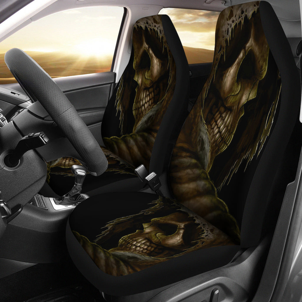 Set of 2 skull car seat covers