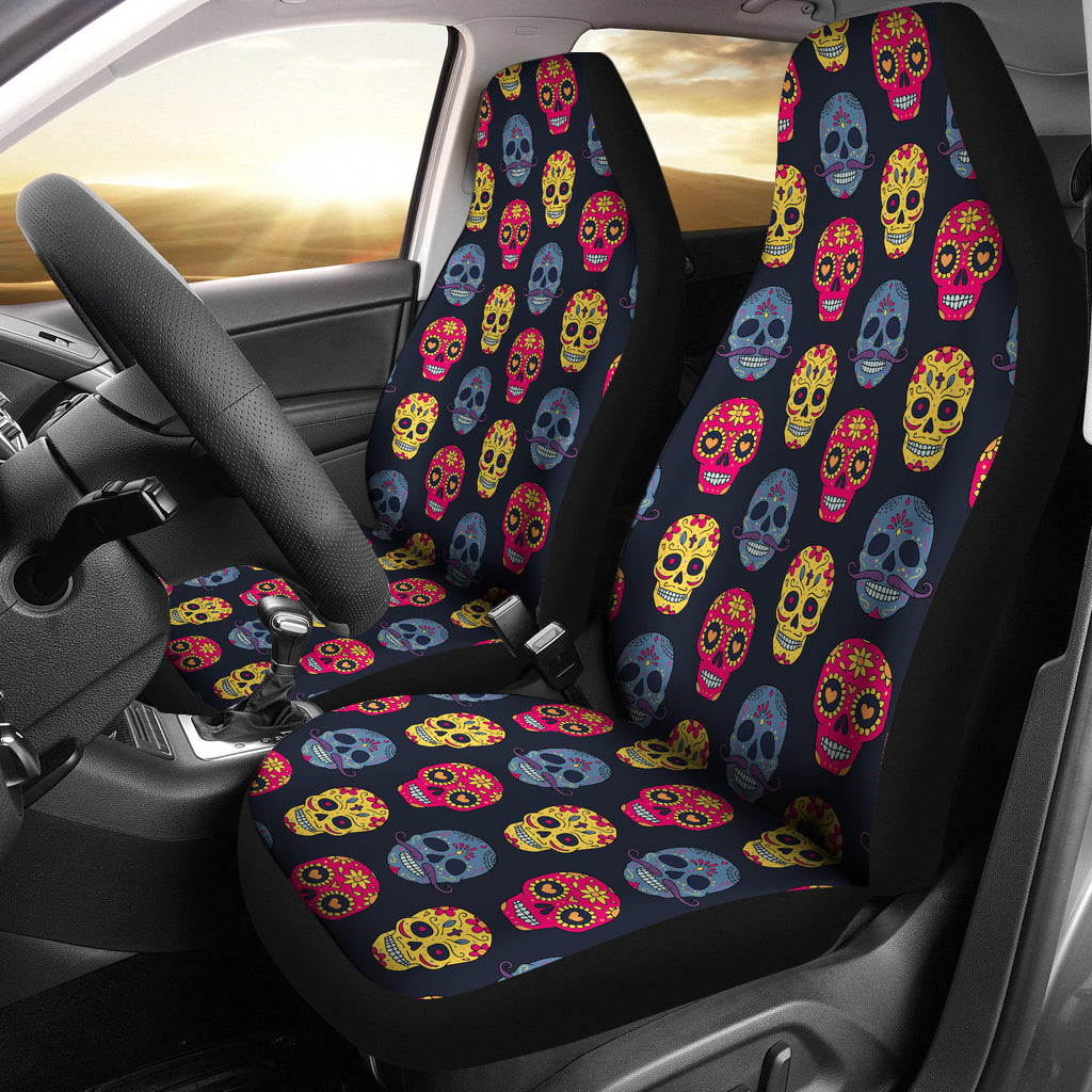 Set of 2 car seat - sugar skull car seat