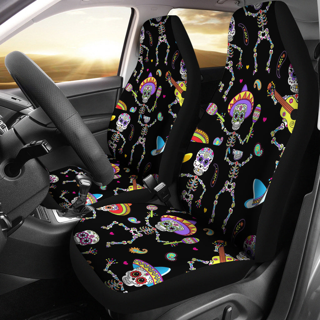 Set 2 pcs sugar skull car seat covers