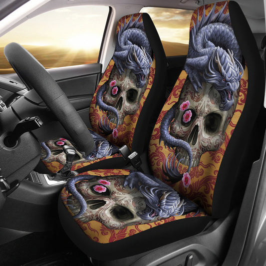 Set of 2 pcs dragon skull car seat covers