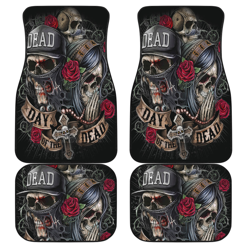 Set 4 pcs Day of the dead skull car mats