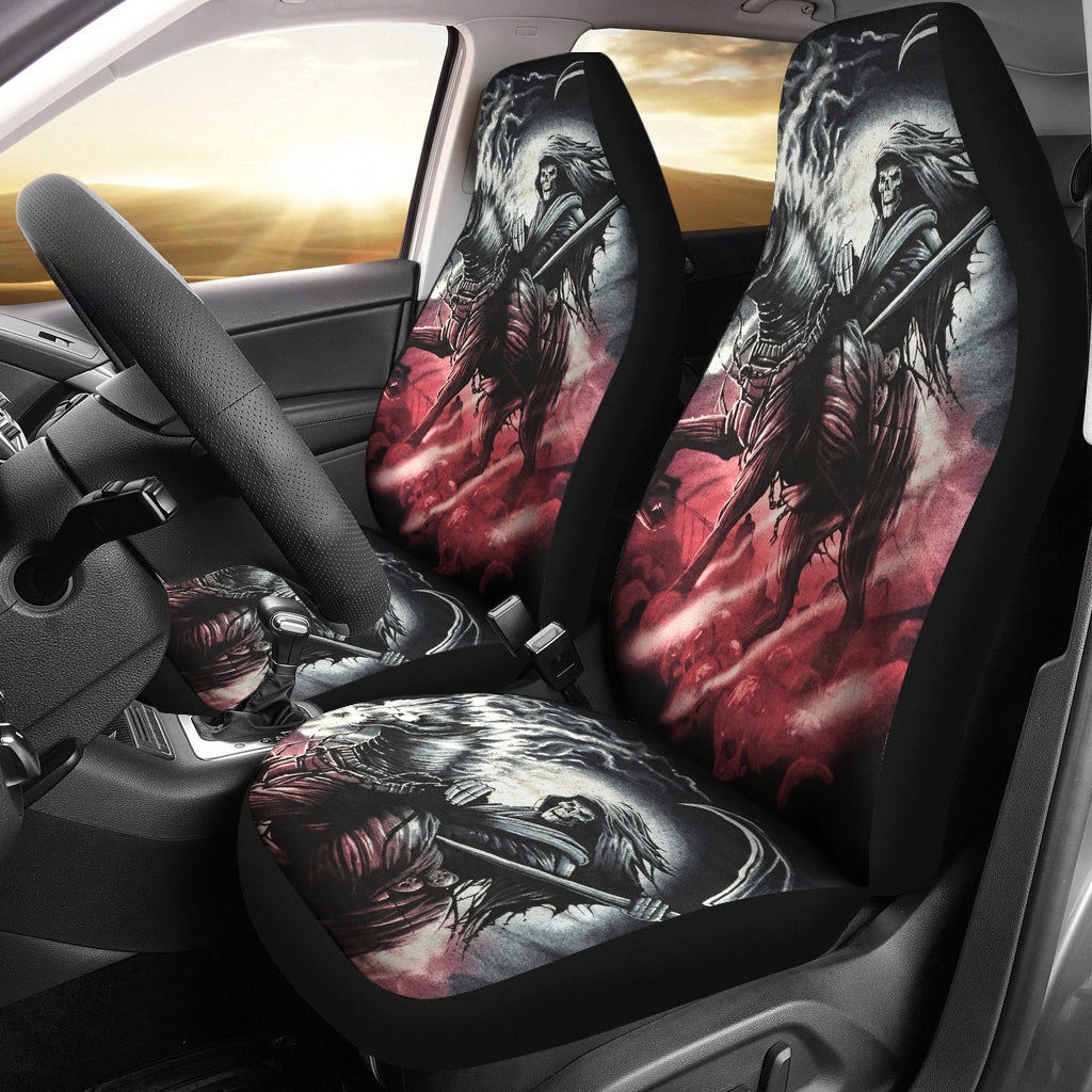 Set 2 pcs Gothic skull car seat covers