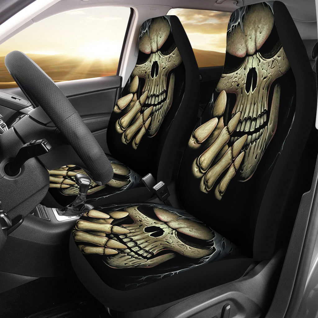 Set of 2 pcs skull gothic car seat covers