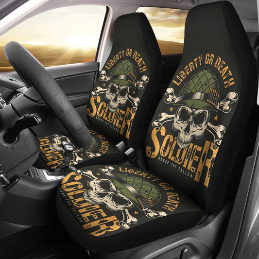 Set of 2 Pcs skull soldier car seat covers