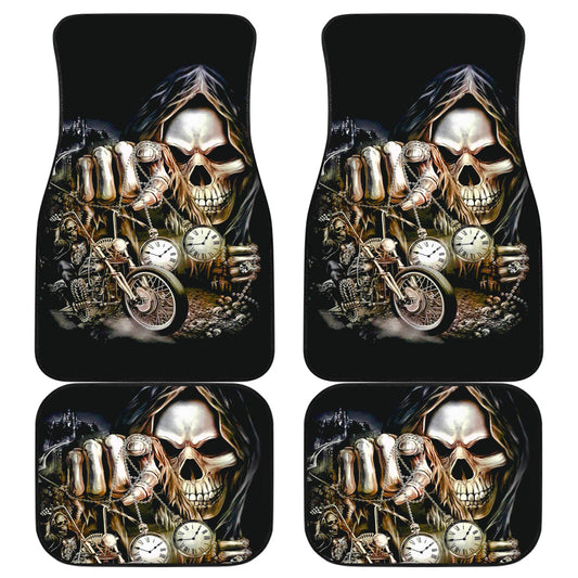 Set of 4 pcs motorcycle skull car mats