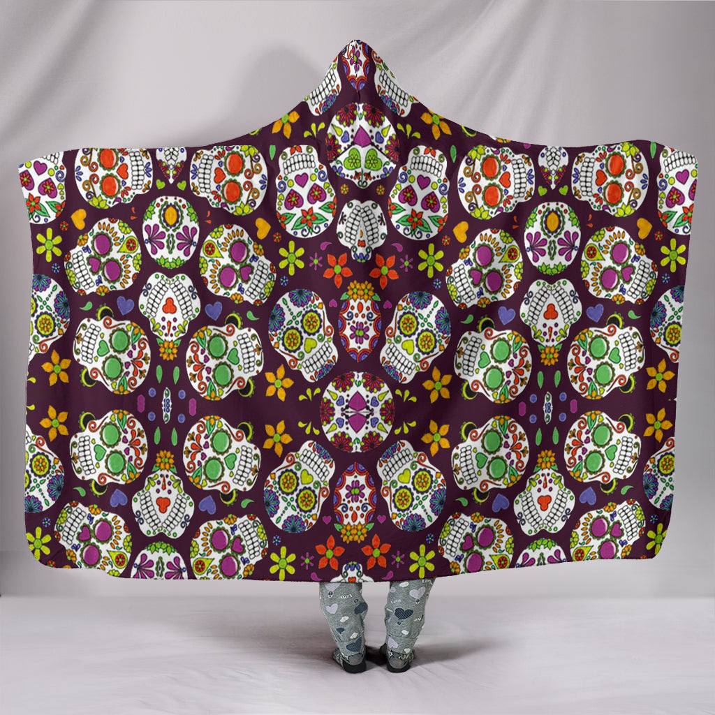 Custom Hoodie Blanket - Colorful Sugar Skulls